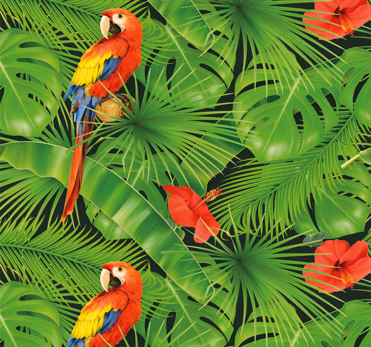 Papel de parede papagaio cena de papagaio tropical - TenStickers