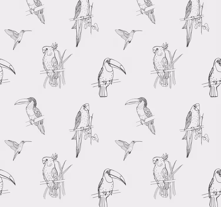 papel de parede de animais Desenho de pássaro desenhado - TenStickers