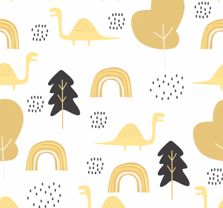 papel de parede infantil Dinossauros amarelos estilo nórdico - TenStickers
