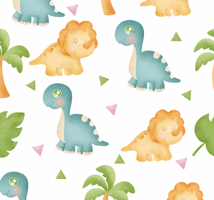 papel de parede infantil Diferentes dinossauros e arbustos - TenStickers