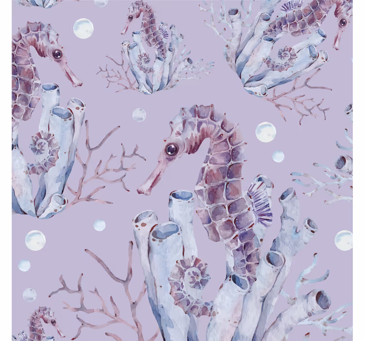 papel de parede animais ilustração de cavalo marinho - TenStickers