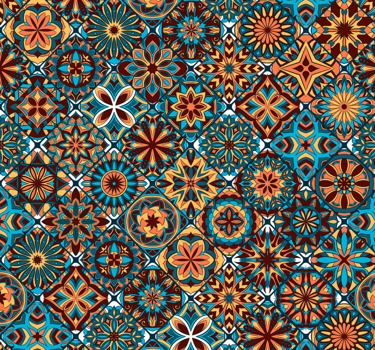 papel parede ornamental Azulejo médio oriente - TenStickers