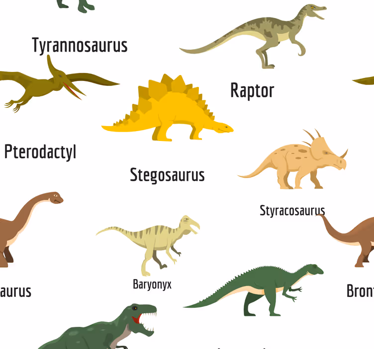 papel de parede infantil Dinossauros realistas com nomes - TenStickers