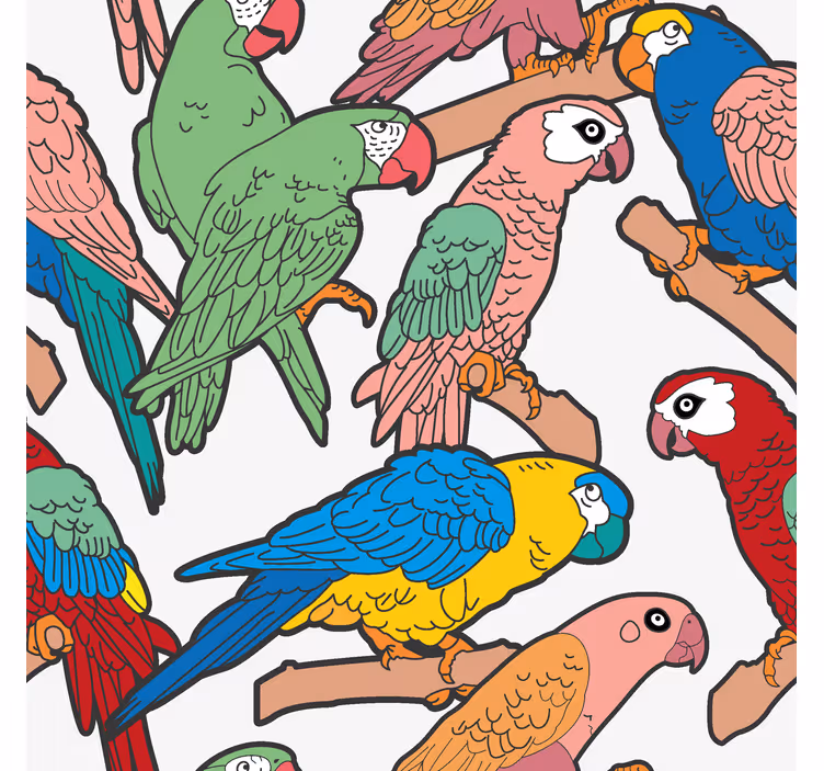 papel de parede de animais Variedade de papagaios - TenStickers