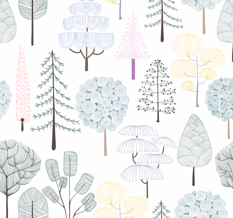papel de parede árvores Arvores fofas - TenStickers
