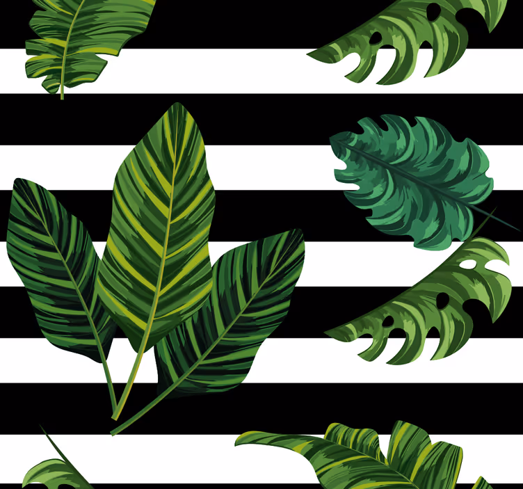 papel de parede natureza Folhas tropicais e figuras geométricas - TenStickers