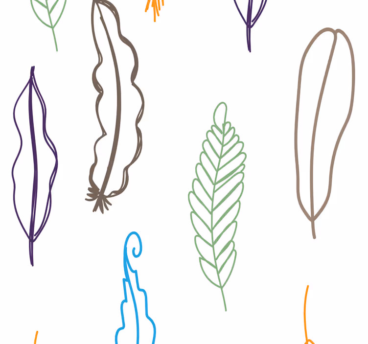 Papel de parede folhas esboçar padrões de folhas - TenStickers
