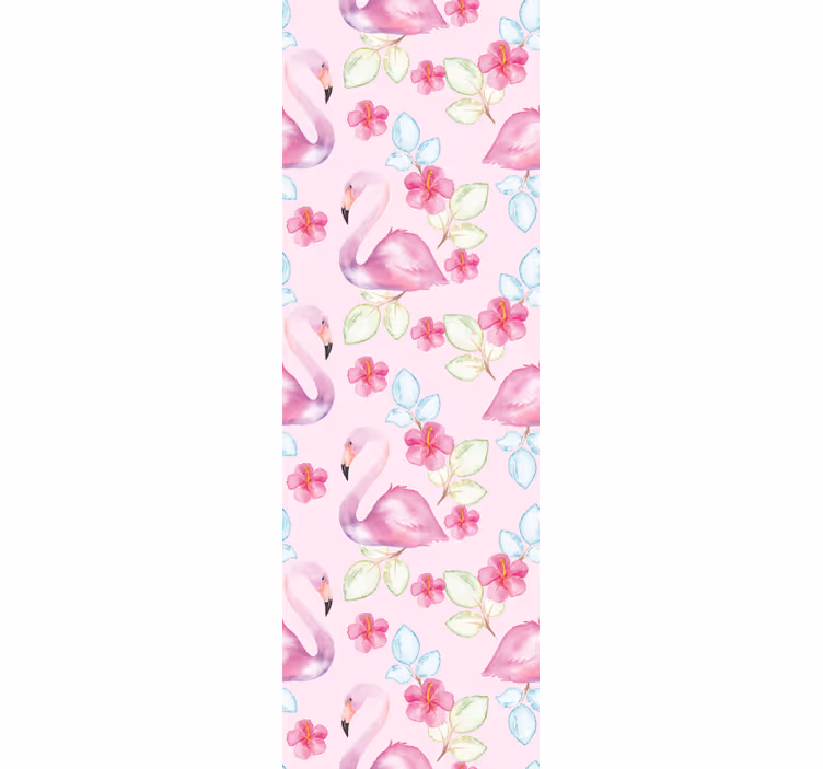 papel de parede animais flamingos florais - TenStickers
