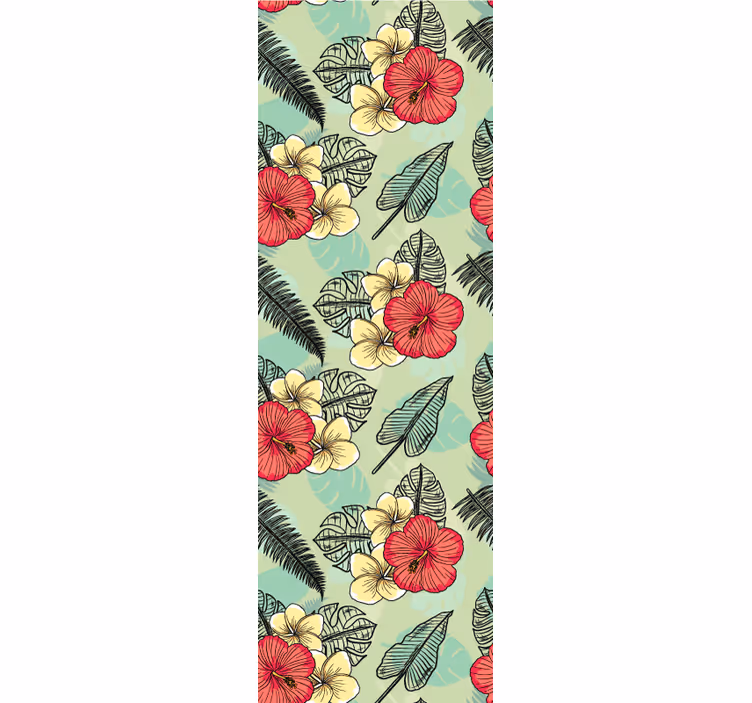 papel de parede flores arranjo tropical verde - TenStickers