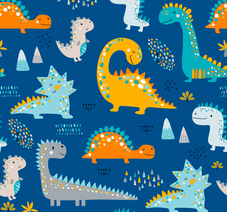 Papel de parede dinossauros padrão de dinossauros - TenStickers