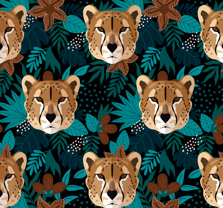 papel de parede animais padrão de chita da selva - TenStickers