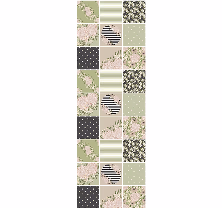 Papel de parede floral com design em patchwork floral - TenStickers