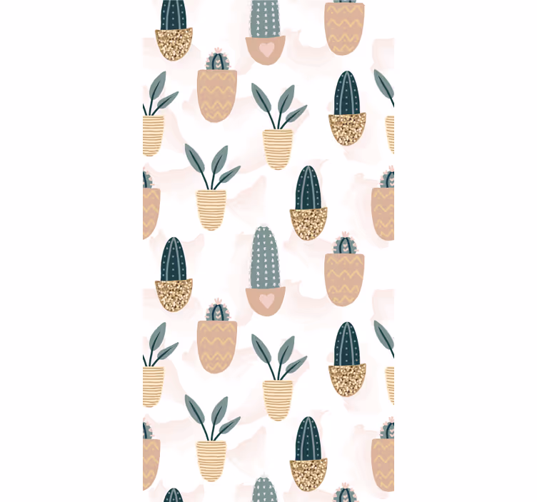 Papel de parede natureza padrão de cactos em vasos - TenStickers