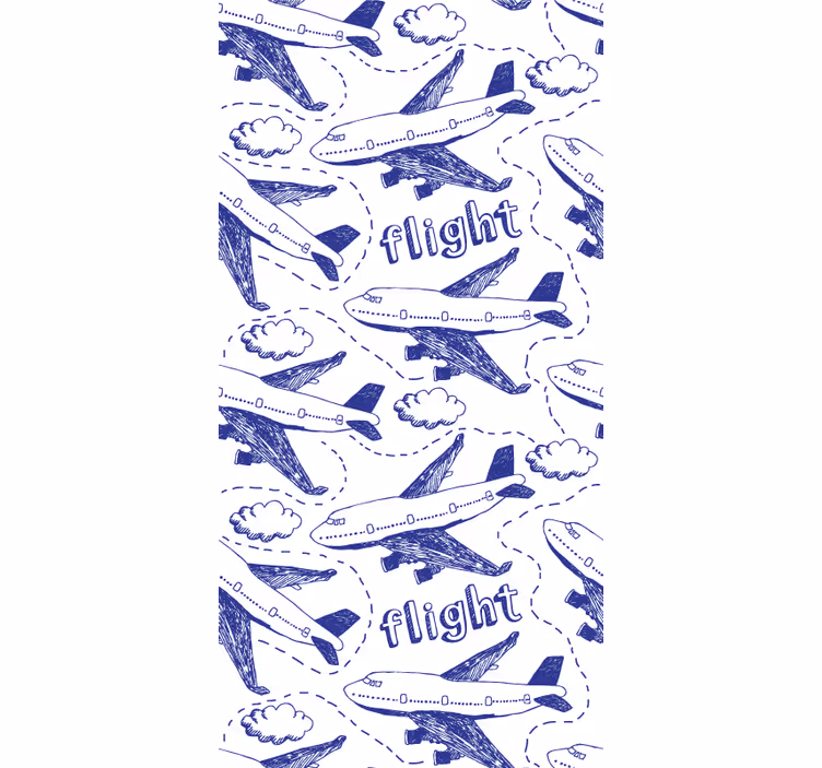 papel de parede azul Padrão de voo do avião - TenStickers