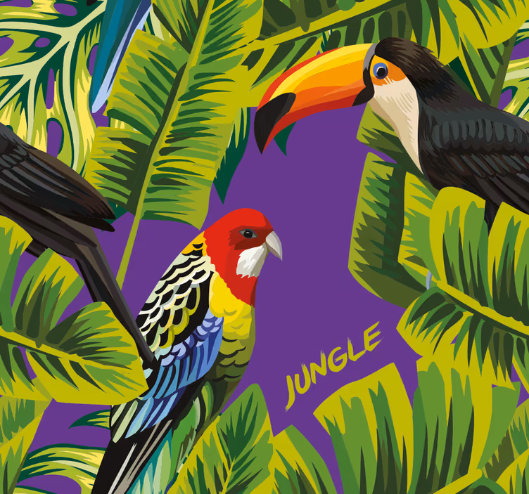 Papel de parede papagaio paraíso dos pássaros tropicais - TenStickers
