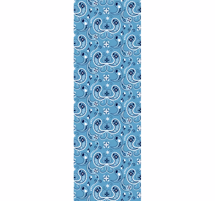 papel de parede azul motivo de azulejo ornamentado - TenStickers