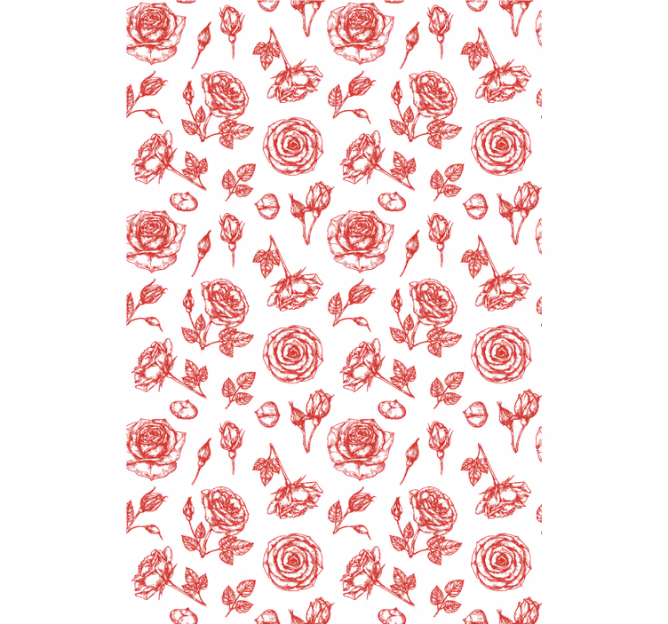 papel de parede flores padrão floral esboçado - TenStickers