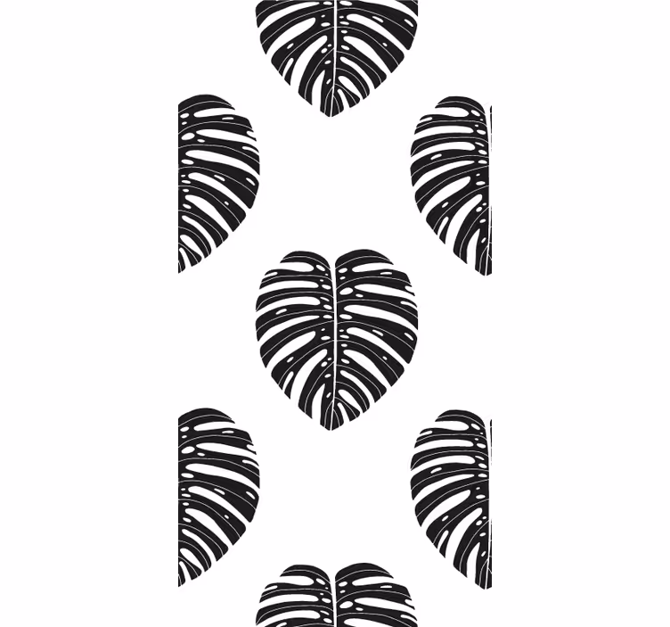 papel de parede natureza Monstera leaf black - TenStickers