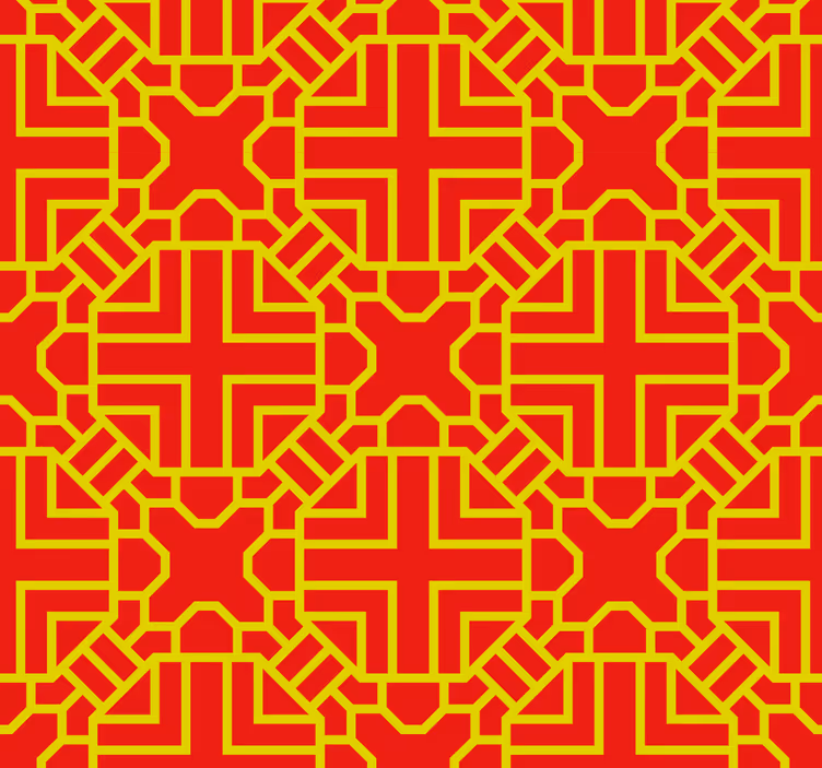 papel de parede vermelho padrão de treliça intrincado - TenStickers
