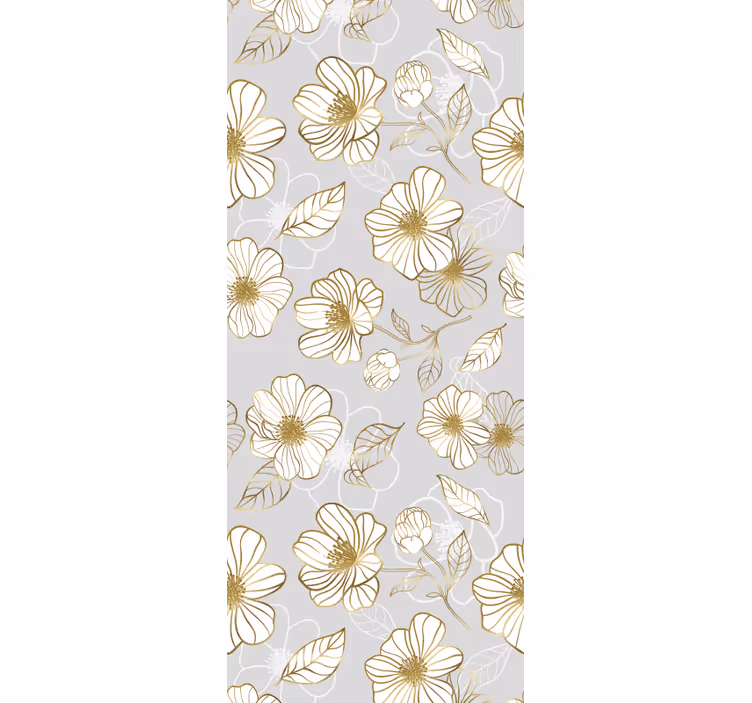 papel de parede floral padrão floral dourado - TenStickers