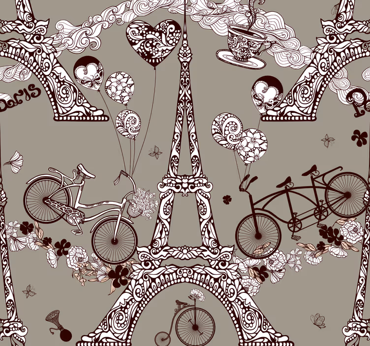 Papel de parede cidades e países vinhetas parisienses - TenStickers