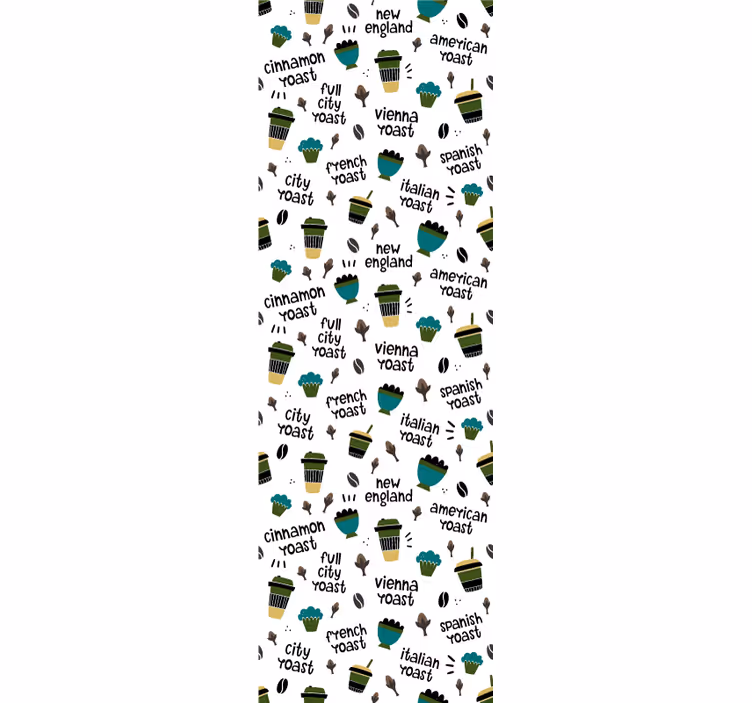 papel de parede para cozinha padrão de torra de café - TenStickers