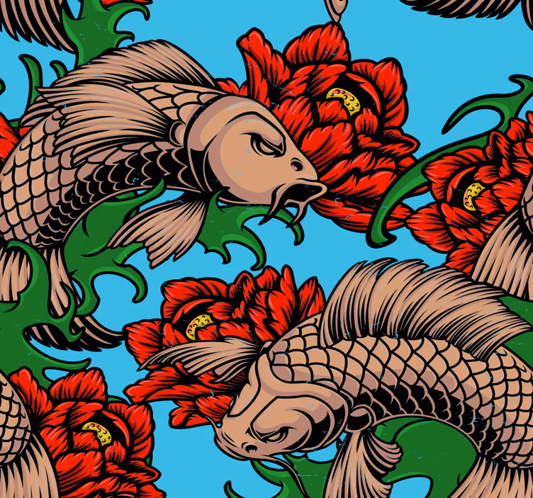 Papel de parede gatos fusão floral felina - TenStickers