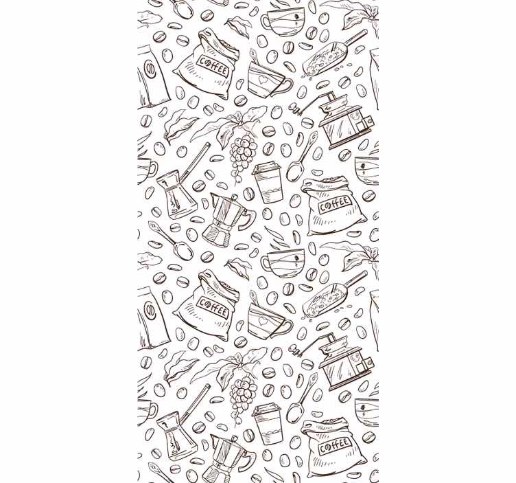 papel de parede para cozinha conjunto com motivos de café - TenStickers