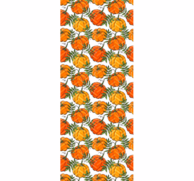 papel de parede natureza Desenho de abóboras amarelo e laranja - TenStickers