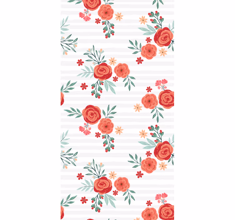 papel de parede flores padrão listrado floral - TenStickers