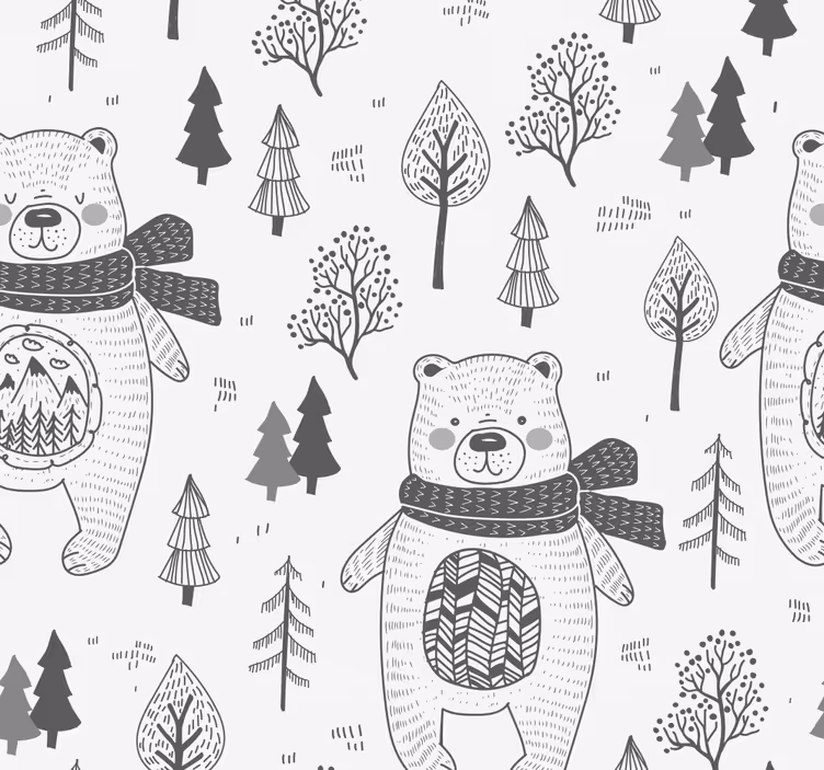 papel de parede animais motivo de urso da floresta - TenStickers