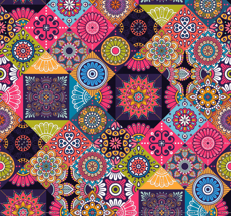 papel de parede azulejos Telhas de mandala escuras - TenStickers