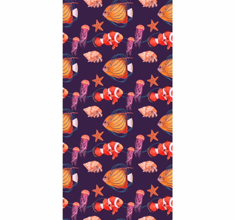 Papel de parede peixes conjunto de vida aquática - TenStickers