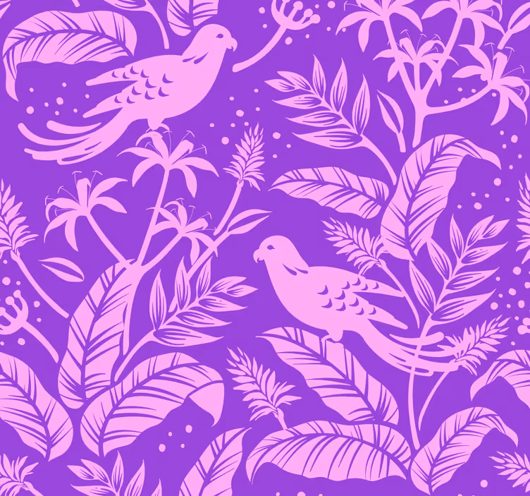 Papel de parede natureza folhagem de pássaros tropicais - TenStickers