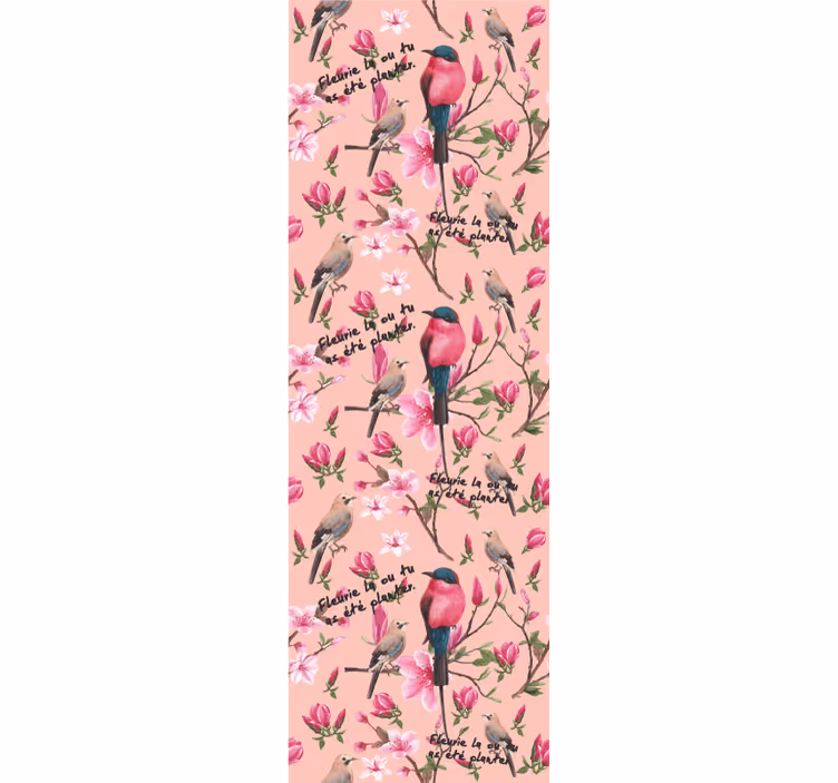 Papel de parede pássaros padrão de flor de pássaros - TenStickers