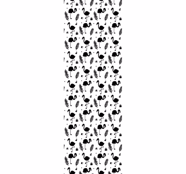 papel de parede animais padrão de folhagem de flamingo - TenStickers