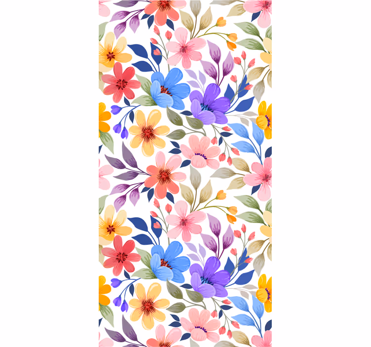 papel de parede floral Padrão de flor colorida desabrochando - TenStickers