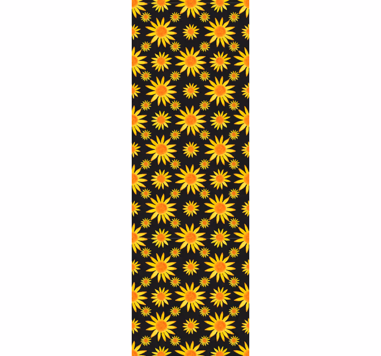 papel de parede floral Fundo preto girassol - TenStickers