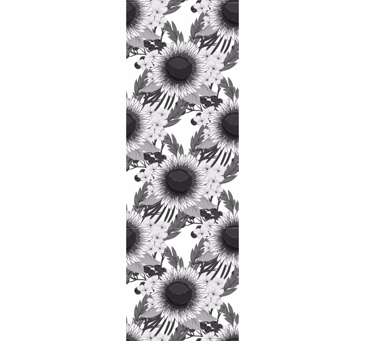 papel de parede flores girassóis monocromáticos - TenStickers