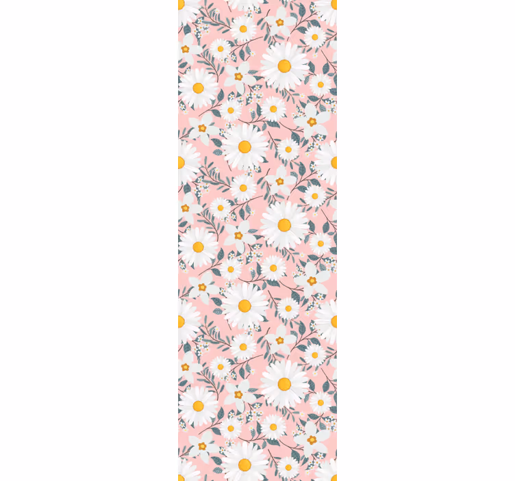 papel de parede floral Flores margaridas com fundo rosa - TenStickers