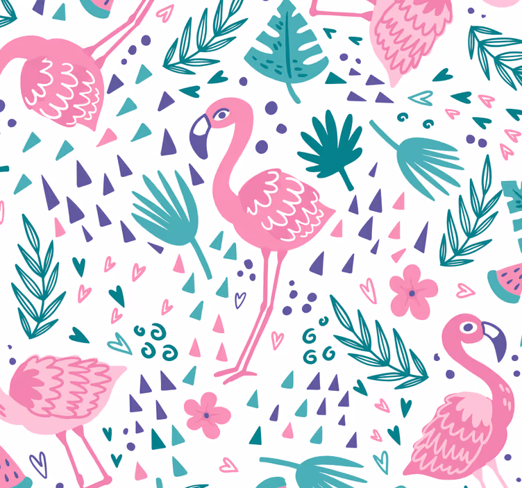Papel de parede juvenil de flamingo - TenStickers