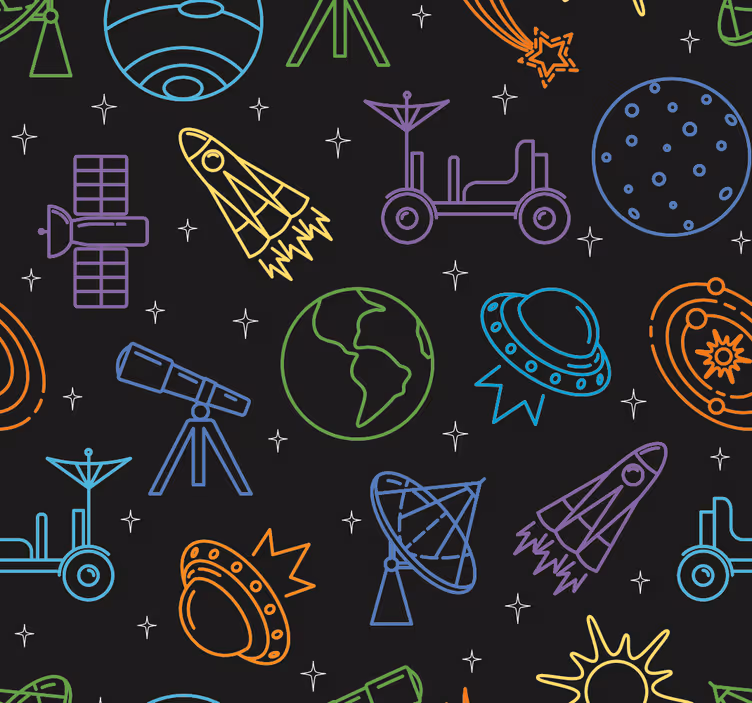 papel de parede infantil exploração celestial - TenStickers
