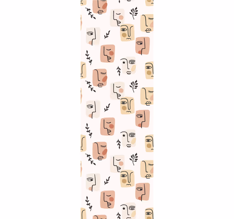 papel de parede artístico padrões faciais abstratos - TenStickers