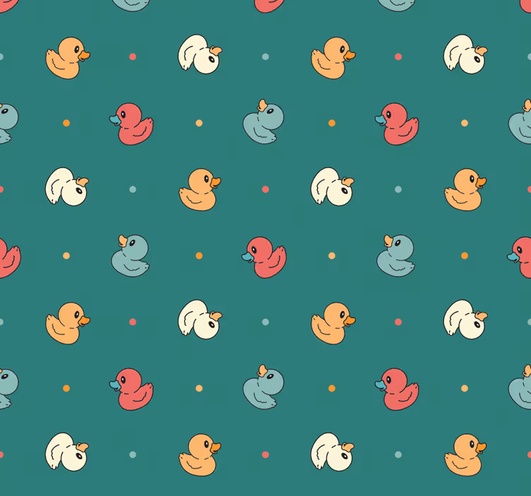 papel de parede casa de banho padrão de pato de borracha - TenStickers