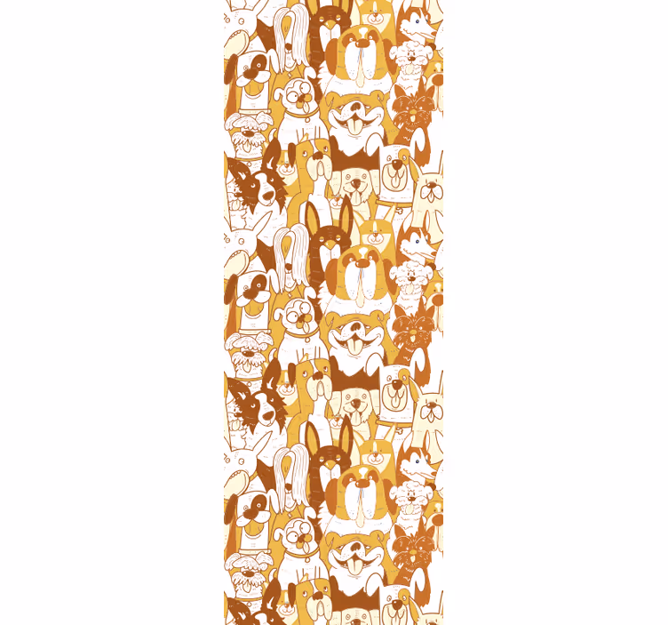 Papel de parede cães padrão branco e laranja - TenStickers