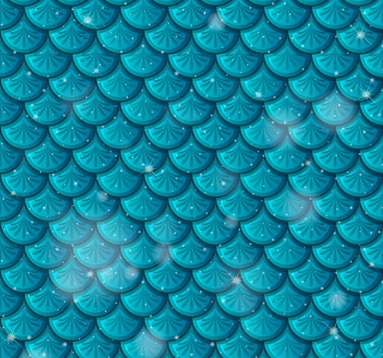 Papel de parede infantil Escamas de sereia azul - TenStickers