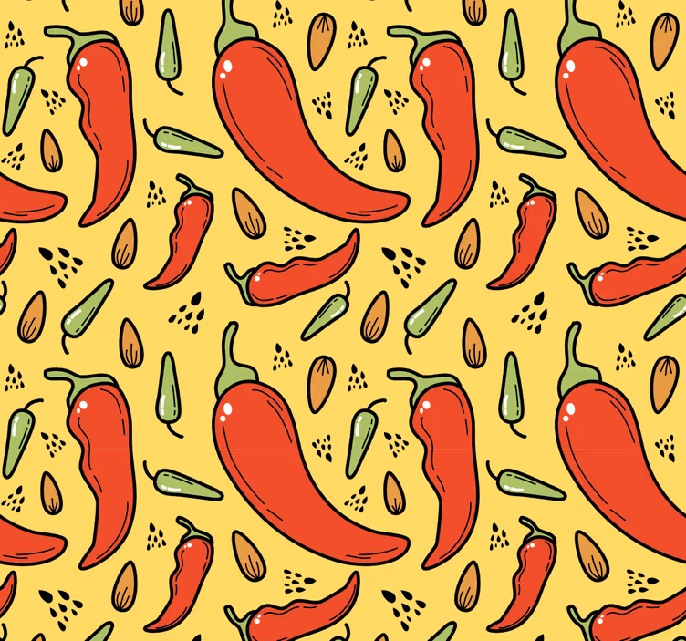 Papel de parede natureza padrão de pimentão picante - TenStickers