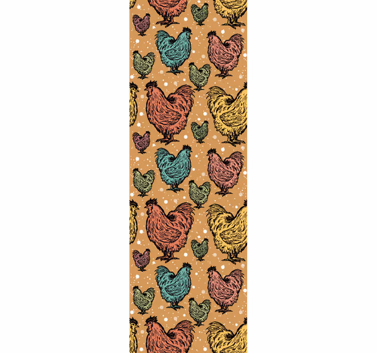 papel de parede animais padrão de galo colorido - TenStickers