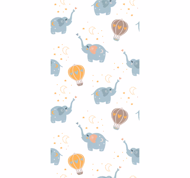 papel de parede quarto de bebé dança de balão de elefante - TenStickers