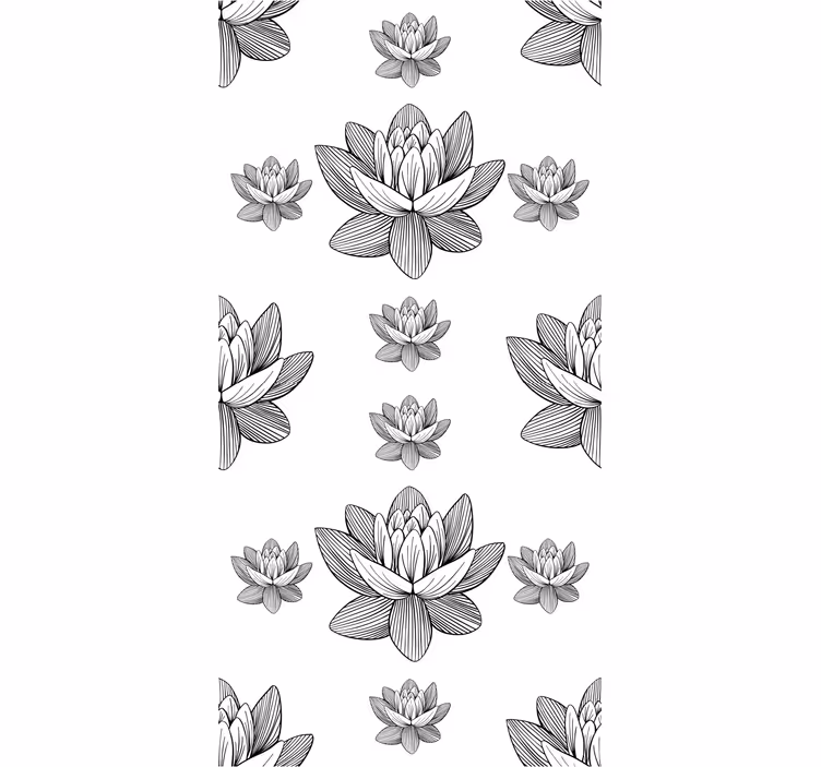 papel de parede flores padrão de flor de lótus - TenStickers